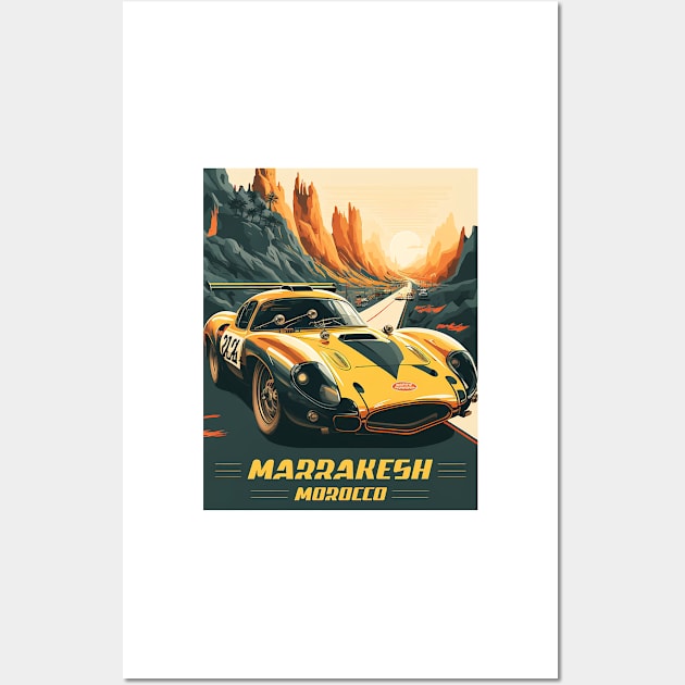 Marrakesh Morocco Supercar Vintage Travel Art Poster Wall Art by OldTravelArt